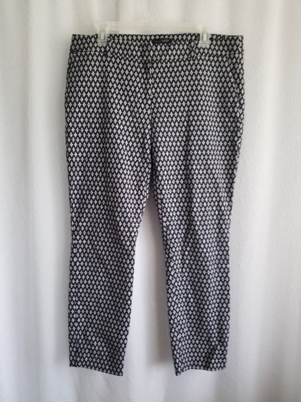 Willi Smith Diamond Print Ankle Pants Black White 12